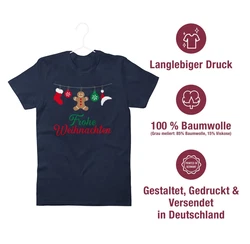 Shirtracer T-Shirt Frohe Weihnachten Weihachten Kleidung Braun/Dunkelblau/Lila/Blau/Rot/Rosa