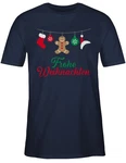 Shirtracer T-Shirt Frohe Weihnachten Weihachten Kleidung Braun/Dunkelblau/Lila/Blau/Rot/Rosa