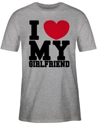 Shirtracer T-Shirt I love my Girlfriend Dunkelgrau/Grau/Dunkelgrün/Silber