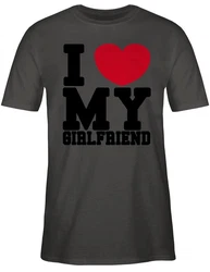 Shirtracer T-Shirt I love my Girlfriend Dunkelgrün/Dunkelgrau/Schwarz