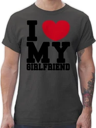 Shirtracer T-Shirt I love my Girlfriend Dunkelgrün/Dunkelgrau/Schwarz