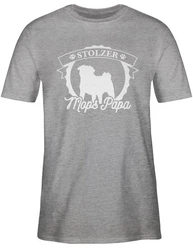 Shirtracer T-Shirt Stolzer Mops Papa Geschenk Grau/Rot/Braun