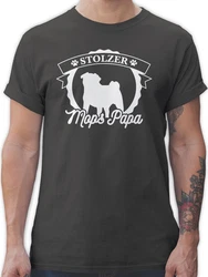 Shirtracer T-Shirt Stolzer Mops Papa Geschenk Gelb/Grau/Dunkelgrau/Beige/Orange/Braun/Lila/Grün/Dunkelgrün/Rot