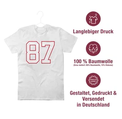 Shirtracer T-Shirt Football New England 87 American Football NFL Dunkelrot/Bordeaux/Weiß/Rot