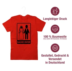 Shirtracer T-Shirt Game Over JGA Herren Rot/Dunkelrot/Orange