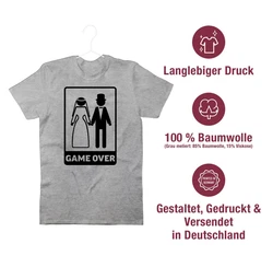 Shirtracer T-Shirt Game Over JGA Herren Hellgrau/Grau/Silber/Dunkelgrau