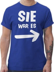 Shirtracer T-Shirt Sie war es Sprüche Statement mit Spruch Hellblau/Blau
