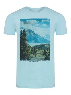 riverso T-Shirt RIVLukas Regular Fit (1-tlg) Kurzarm Tee Shirt Hellblau/Blau