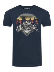 riverso T-Shirt RIVLukas Regular Fit (1-tlg) Kurzarm Tee Shirt Dunkelblau/Rot