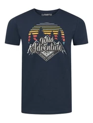 riverso T-Shirt RIVLukas Regular Fit (1-tlg) Kurzarm Tee Shirt Dunkelblau/Rot