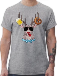 Shirtracer T-Shirt Oktoberfest Hirsch Mode für Oktoberfest Herren Türkis/Grau/Lila