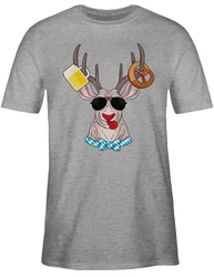 Shirtracer T-Shirt Oktoberfest Hirsch Mode für Oktoberfest Herren Türkis/Grau/Lila