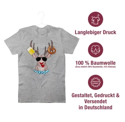 Shirtracer T-Shirt Oktoberfest Hirsch Mode für Oktoberfest Herren Türkis/Grau/Lila