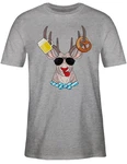 Shirtracer T-Shirt Oktoberfest Hirsch Mode für Oktoberfest Herren Türkis/Grau/Lila