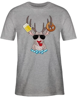 Shirtracer T-Shirt Oktoberfest Hirsch Mode für Oktoberfest Herren Türkis/Grau/Lila Shirtracer T-Shirt Oktoberfest Hirsch Mode für Oktoberfest Herren Türkis/Grau/Lila