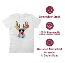 Shirtracer T-Shirt Oktoberfest Hirsch Mode für Oktoberfest Herren Türkis/Weiß/Creme