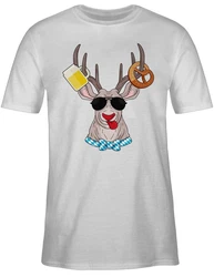 Shirtracer T-Shirt Oktoberfest Hirsch Mode für Oktoberfest Herren Türkis/Weiß/Creme