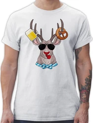 Shirtracer T-Shirt Oktoberfest Hirsch Mode für Oktoberfest Herren Türkis/Weiß/Creme