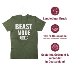 Shirtracer T-Shirt Beast Mode ON Fitness & Workout Beige/Dunkelgrün/Grün
