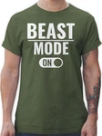 Shirtracer T-Shirt Beast Mode ON Fitness & Workout Beige/Dunkelgrün/Grün