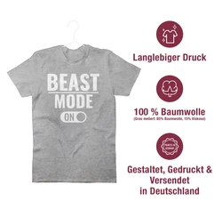 Shirtracer T-Shirt Beast Mode ON Fitness & Workout Beige/Grau/Hellblau