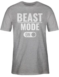 Shirtracer T-Shirt Beast Mode ON Fitness & Workout Beige/Grau/Hellblau