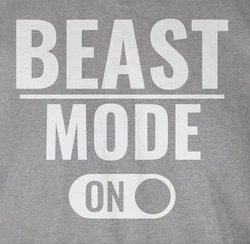 Shirtracer T-Shirt Beast Mode ON Fitness & Workout Beige/Grau/Hellblau