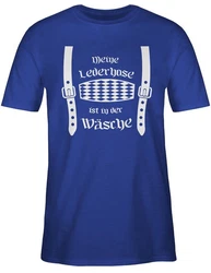 Shirtracer T-Shirt Meine Lederhose ist in der Wäsche Rauten Mode für Oktoberfest Herren Hellblau/Blau/Lila/Dunkelblau/Braun