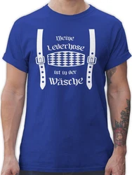 Shirtracer T-Shirt Meine Lederhose ist in der Wäsche Rauten Mode für Oktoberfest Herren Hellblau/Blau/Lila/Dunkelblau/Braun