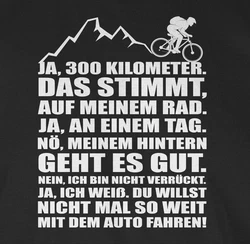 Shirtracer T-Shirt 300 Kilometer mit dem Rad Fahrrad Bekleidung Radsport Braun/Schwarz/Lila/Grau