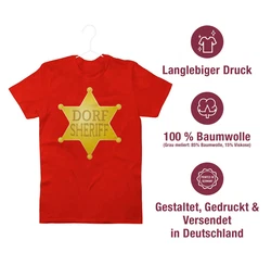 Shirtracer T-Shirt Dorf Sheriff Karneval & Fasching Rot/Dunkelrot