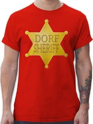 Shirtracer T-Shirt Dorf Sheriff Karneval & Fasching Rot/Dunkelrot
