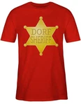 Shirtracer T-Shirt Dorf Sheriff Karneval & Fasching Rot/Dunkelrot