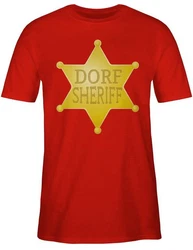 Shirtracer T-Shirt Dorf Sheriff Karneval & Fasching Rot/Dunkelrot