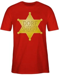 T-Shirt Dorf Sheriff goldener Stern Karneval & Fasching