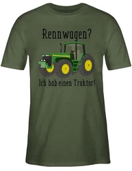 Shirtracer T-Shirt Rennwagen Ich habe einen Traktor Geschenk Landwirt Trecker Bauer Ges Traktor Dunkelgrün/Grün/Rot