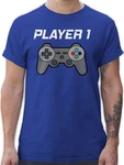 Shirtracer T-Shirt Player 1 Vintage Partner-Look Familie Papa Blau/Hellblau/Grau/Silber