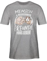 Shirtracer T-Shirt Mensch & Meerschwein Freunde fürs Leben Tiere Zubehör Braun