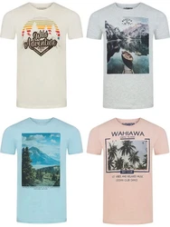 riverso T-Shirt Herren RIVLukas Regular Fit Beige/Blau/Weiß/Mischfarben/Türkis