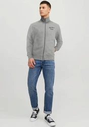Jack & Jones Sweatjacke JJANDY SWEAT ZIP HIGH NECK Hellgrau/Grau