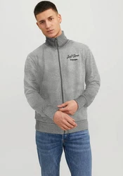 Jack & Jones Sweatjacke JJANDY SWEAT ZIP HIGH NECK Hellgrau/Grau