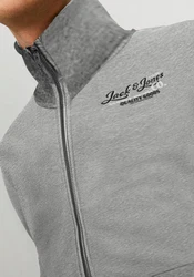 Jack & Jones Sweatjacke JJANDY SWEAT ZIP HIGH NECK Hellgrau/Grau