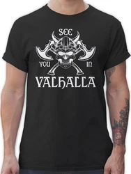 Shirtracer T-Shirt See you in Valhalla Wikinger & Walhalla Herren Grün/Creme/Schwarz