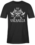 Shirtracer T-Shirt See you in Valhalla Wikinger & Walhalla Herren Grün/Creme/Schwarz