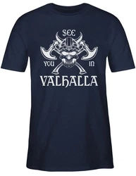 Shirtracer T-Shirt See you in Valhalla Wikinger & Walhalla Herren Blau/Dunkelblau