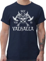 Shirtracer T-Shirt See you in Valhalla Wikinger & Walhalla Herren Blau/Dunkelblau