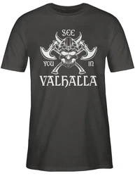 Shirtracer T-Shirt See you in Valhalla Wikinger & Walhalla Herren Grün/Creme