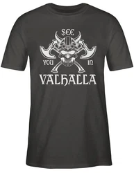 Shirtracer T-Shirt See you in Valhalla Wikinger & Walhalla Herren Grün/Creme