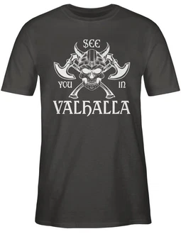 Shirtracer T-Shirt See you in Valhalla Wikinger & Walhalla Herren Grün/Creme