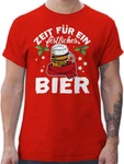 Shirtracer T-Shirt Zeit für ein festliches Bier Weihnachten Kleidung Rot/Silber/Schwarz